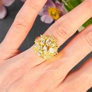 NWT Covet CZ Crystal Cluster Dome Cocktail Ring, Size 7